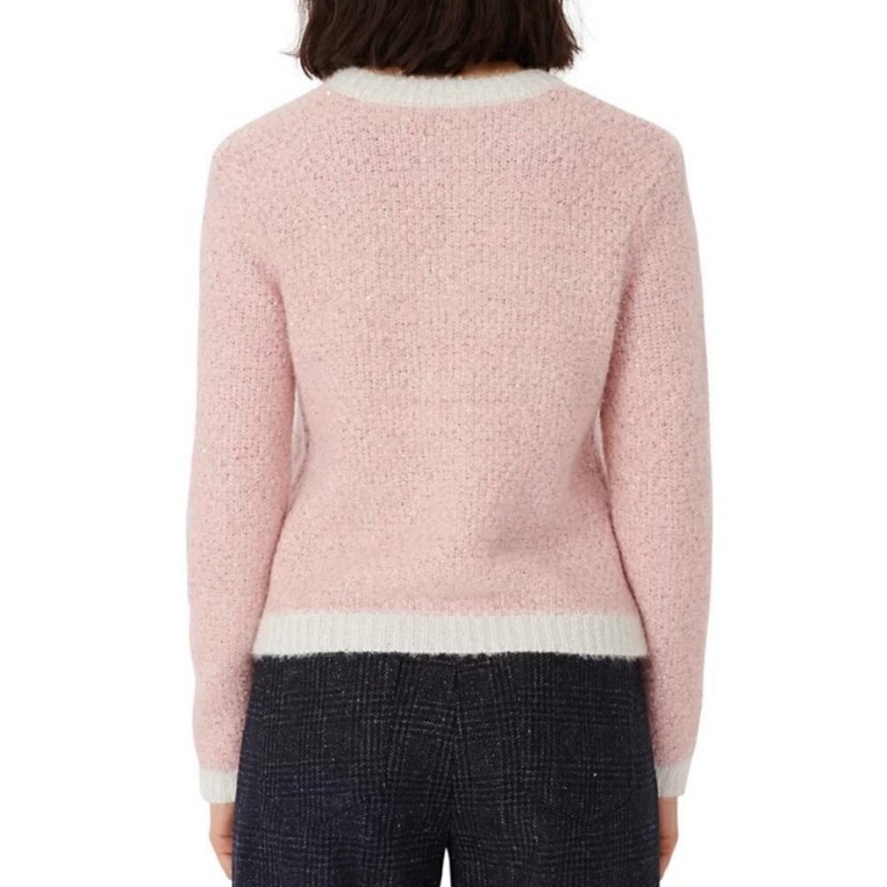 💕MAJE💕 Mission Sequin Embellished Stretch Knit Cardigan ~ Pale Pink - Picture 11 of 16
